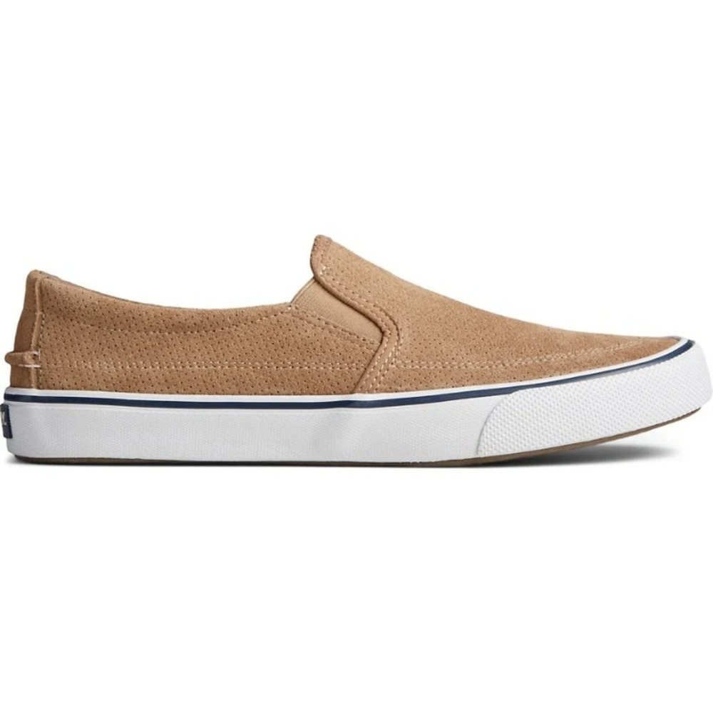 Sperry Men's Striper II Twin Gore Perforated Slip On Sneaker Taupe Sz 9.5 NEW!